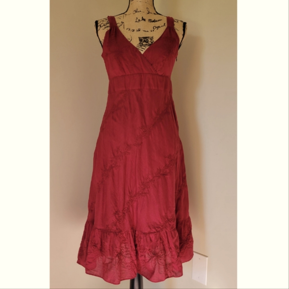 Gap Red Dress Embroidery Details Size 6